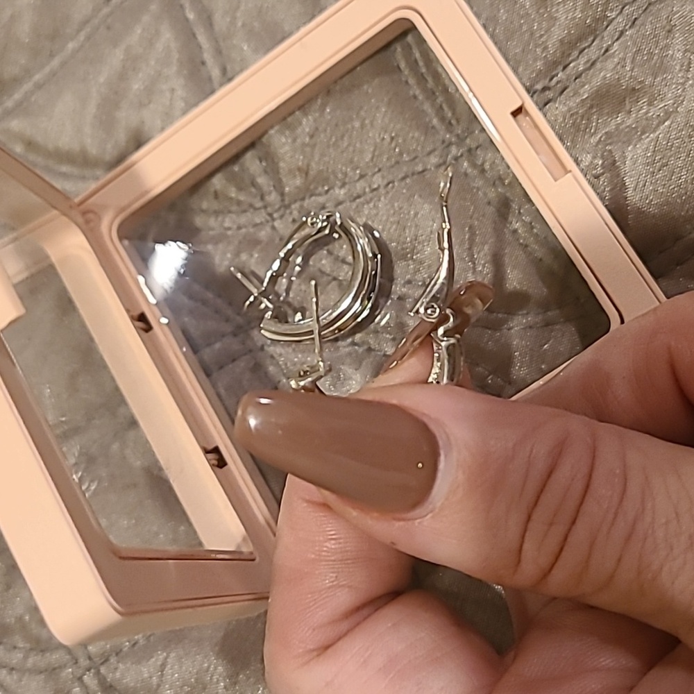 Sterling Silver Multicolor Sapphire Hoop Earrings - Picture 5 of 7